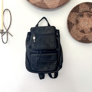 Fossil Leather Drawstring Backpack Y2K